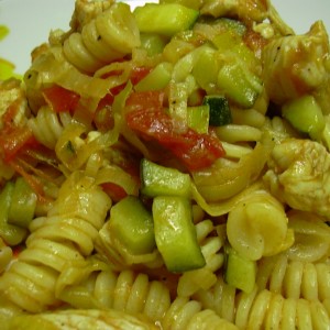 fusilli di farro bio speck e porri