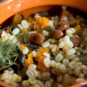 Orzo, zucca e porri