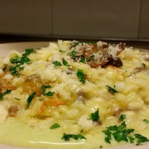 Risotto ai Funghie Vellutata di Piselli