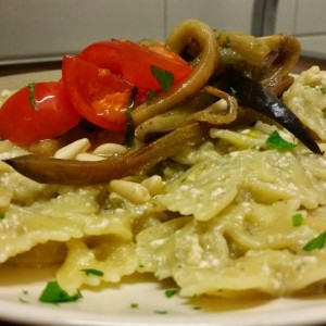 Farfalle alla Crema di Ricotta  e melanzane