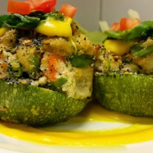 Zucchine Tonde Ripiene Con Spumone di TOFU agli asparagi