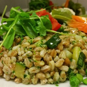 farro da agr. bio con pesto di rucola , zucchine e patate