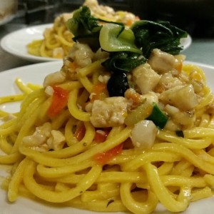 spaghetti frescgi alla chitarraCon Ragu’ di Triglie , Pesce Spada e Puntarelle 1