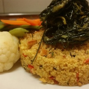 Tortino di Cous Cous Integrale Bio Gratinato con Agretti